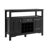 NNECW Modern Dining Buffet Cabinet with Wine Rack &amp 2 Cabinets &amp Drawer-Black