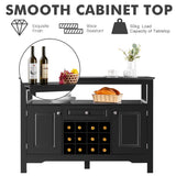 NNECW Modern Dining Buffet Cabinet with Wine Rack &amp 2 Cabinets &amp Drawer-Black