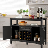 NNECW Modern Dining Buffet Cabinet with Wine Rack &amp 2 Cabinets &amp Drawer-Black