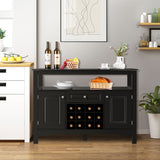 NNECW Modern Dining Buffet Cabinet with Wine Rack &amp 2 Cabinets &amp Drawer-Black