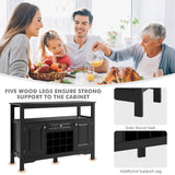 NNECW Modern Dining Buffet Cabinet with Wine Rack &amp 2 Cabinets &amp Drawer-Black