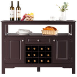 NNECW Modern Dining Buffet Cabinet with Wine Rack &amp 2 Cabinets &amp Drawer-Coffee