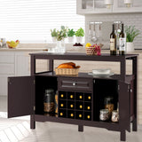 NNECW Modern Dining Buffet Cabinet with Wine Rack &amp 2 Cabinets &amp Drawer-Coffee