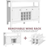 NNECW Modern Dining Buffet Cabinet with Wine Rack &amp 2 Cabinets &amp Drawer-White