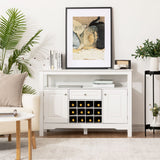 NNECW Modern Dining Buffet Cabinet with Wine Rack &amp 2 Cabinets &amp Drawer-White