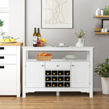 NNECW Modern Dining Buffet Cabinet with Wine Rack &amp 2 Cabinets &amp Drawer-White