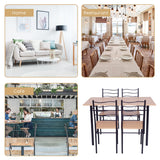 NNECW 5 Pieces Dining Table Set with Rectangular Tabletop &amp 4 High Backrest Chairs-Black