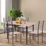 NNECW 5 Pieces Dining Table Set with Rectangular Tabletop &amp 4 High Backrest Chairs-Black