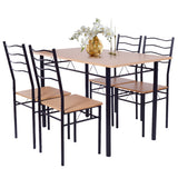 NNECW 5 Pieces Dining Table Set with Rectangular Tabletop &amp 4 High Backrest Chairs-Black