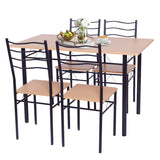 NNECW 5 Pieces Dining Table Set with Rectangular Tabletop &amp 4 High Backrest Chairs-Black