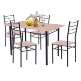 NNECW 5 Pieces Dining Table Set with Rectangular Tabletop &amp 4 High Backrest Chairs-Black