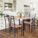 NNECW 5 Pieces Dining Table Set with Rectangular Tabletop &amp 4 High Backrest Chairs-Black