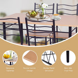 NNECW 5 Pieces Dining Table Set with Rectangular Tabletop &amp 4 High Backrest Chairs-Black