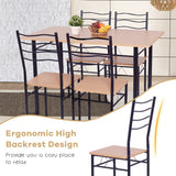 NNECW 5 Pieces Dining Table Set with Rectangular Tabletop &amp 4 High Backrest Chairs-Black