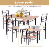 NNECW 5 Pieces Dining Table Set with Rectangular Tabletop &amp 4 High Backrest Chairs-Black