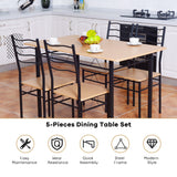 NNECW 5 Pieces Dining Table Set with Rectangular Tabletop &amp 4 High Backrest Chairs-Black