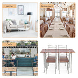 NNECW 5 Pieces Dining Table Set with Rectangular Tabletop &amp 4 High Backrest Chairs-Silver
