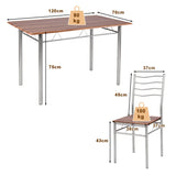 NNECW 5 Pieces Dining Table Set with Rectangular Tabletop &amp 4 High Backrest Chairs-Silver
