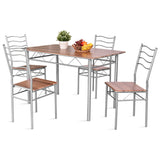 NNECW 5 Pieces Dining Table Set with Rectangular Tabletop &amp 4 High Backrest Chairs-Silver