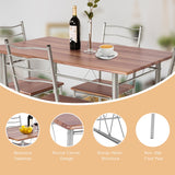 NNECW 5 Pieces Dining Table Set with Rectangular Tabletop &amp 4 High Backrest Chairs-Silver