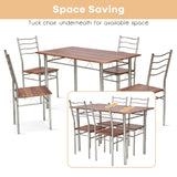 NNECW 5 Pieces Dining Table Set with Rectangular Tabletop &amp 4 High Backrest Chairs-Silver