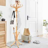 NNECW Free-standing Jacket Stand with Umbrella for Living Room-Natural