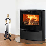 NNECW 5 Pieces Iron Fireplace Set with Broom & Shovel & Poker & Tongs & Stand