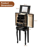 NNECW Jewelry Armoire Cabinet with Top Flip Mirror 4 Drawers-Black