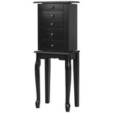 NNECW Jewelry Armoire Cabinet with Top Flip Mirror 4 Drawers-Black
