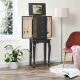 NNECW Jewelry Armoire Cabinet with Top Flip Mirror 4 Drawers-Black