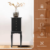 NNECW Jewelry Armoire Cabinet with Top Flip Mirror 4 Drawers-Black