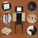 NNECW Jewelry Armoire Cabinet with Top Flip Mirror 4 Drawers-Black