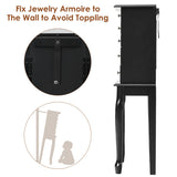 NNECW Jewelry Armoire Cabinet with Top Flip Mirror 4 Drawers-Black
