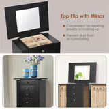 NNECW Jewelry Armoire Cabinet with Top Flip Mirror 4 Drawers-Black