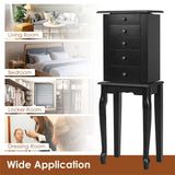 NNECW Jewelry Armoire Cabinet with Top Flip Mirror 4 Drawers-Black