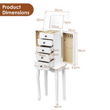 NNECW Jewelry Armoire Cabinet with Top Flip Mirror 4 Drawers-White