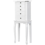 NNECW Jewelry Armoire Cabinet with Top Flip Mirror 4 Drawers-White