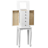 NNECW Jewelry Armoire Cabinet with Top Flip Mirror 4 Drawers-White