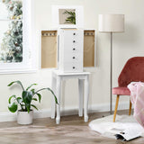 NNECW Jewelry Armoire Cabinet with Top Flip Mirror 4 Drawers-White