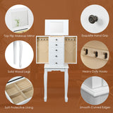 NNECW Jewelry Armoire Cabinet with Top Flip Mirror 4 Drawers-White
