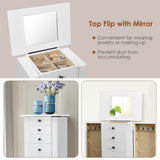 NNECW Jewelry Armoire Cabinet with Top Flip Mirror 4 Drawers-White