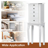 NNECW Jewelry Armoire Cabinet with Top Flip Mirror 4 Drawers-White