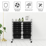 NNECW Movable 12-Drawer Storage Trolley with 2 lockable for Home Office Black