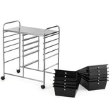 NNECW Movable 12-Drawer Storage Trolley with 2 lockable for Home Office Black