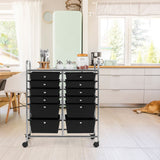 NNECW Movable 12-Drawer Storage Trolley with 2 lockable for Home Office Black