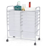 NNECW Movable 12-Drawer Storage Trolley with 2 lockable for Home Office Clear