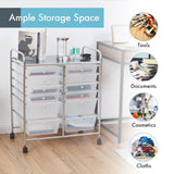 NNECW Movable 12-Drawer Storage Trolley with 2 lockable for Home Office Clear