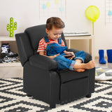 NNECW Upholstered Kid Lounge Sofa with Easy Clean PU Cover for Playroom Living Room Bedroom Black