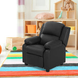 NNECW Upholstered Kid Lounge Sofa with Easy Clean PU Cover for Playroom Living Room Bedroom Black