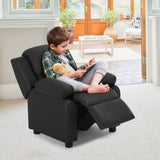NNECW Upholstered Kid Lounge Sofa with Easy Clean PU Cover for Playroom Living Room Bedroom Black